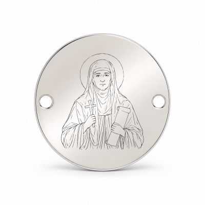 Bănuț argint 925 gravat Sfânta Cuvioasă Evdochia, Ø 16,5 mm, cu două găuri — R0963