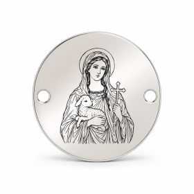 Bănuț argint 925 gravat Sfânta Muceniță Agnia, Ø 16,5 mm, cu două găuri — R0968