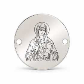 Bănuț argint 925 gravat Sfânta Cuvioasă Pelaghia, Ø 16,5 mm, cu două găuri — R0969