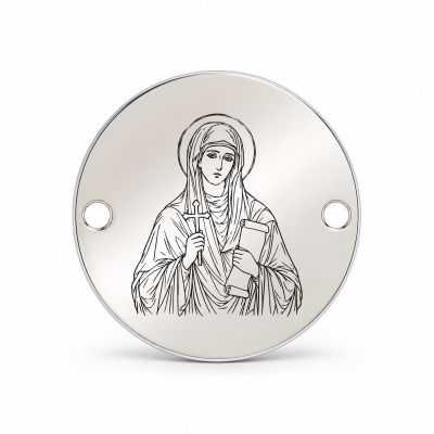 Bănuț argint 925 gravat Sfânta Cuvioasă Pelaghia, Ø 16,5 mm, cu două găuri — R0969