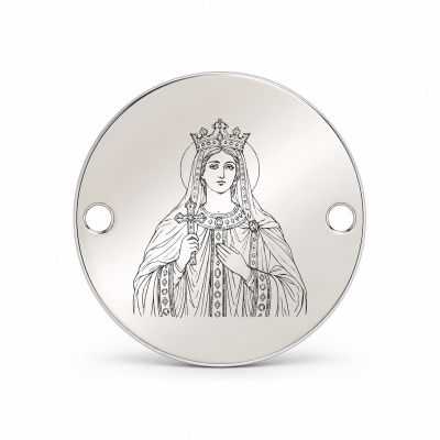 Bănuț argint 925 gravat Sfânta Olga, Ø 16,5 mm, cu două găuri — R0970
