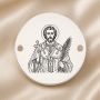 Bănuț argint 925 gravat Sfântul Mucenic Valentin, Ø 16,5 mm, cu două găuri — R0972