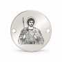 Bănuț argint 925 gravat Sfântul Mare Mucenic Teodor Stratilat, Ø 16,5 mm, cu două găuri — R0975