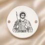 Bănuț argint 925 gravat Sfântul Mare Mucenic Teodor Stratilat, Ø 16,5 mm, cu două găuri — R0975