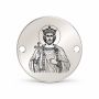 Bănuț argint 925 gravat Sfântul Cneaz Vladimir, Ø 16,5 mm, cu două găuri — R0983