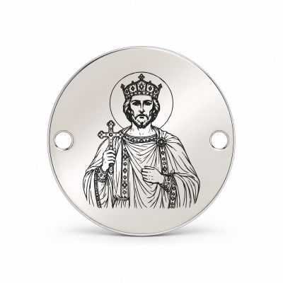 Bănuț argint 925 gravat Sfântul Cneaz Vladimir, Ø 16,5 mm, cu două găuri — R0983