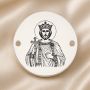Bănuț argint 925 gravat Sfântul Cneaz Vladimir, Ø 16,5 mm, cu două găuri — R0983