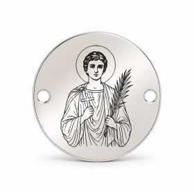 Bănuț argint 925 gravat Sfântul Mucenic Ioan Valahul, Ø 16,5 mm, cu două găuri — R0986