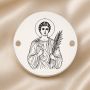 Bănuț argint 925 gravat Sfântul Mucenic Ioan Valahul, Ø 16,5 mm, cu două găuri — R0986