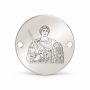Bănuț argint 925 gravat Sfântul Mare Mucenic Mercurie, Ø 16,5 mm, cu două găuri — R0989