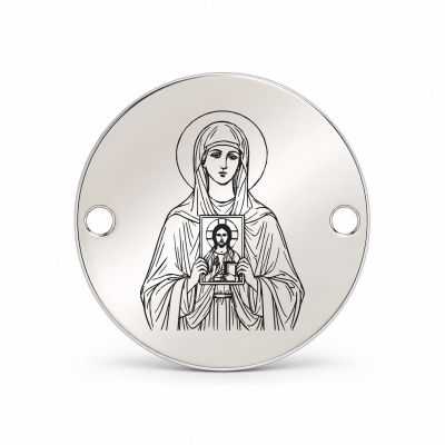 Bănuț argint 925 gravat Sfânta Muceniță Teodosia, Ø 16,5 mm, cu două găuri — R0962
