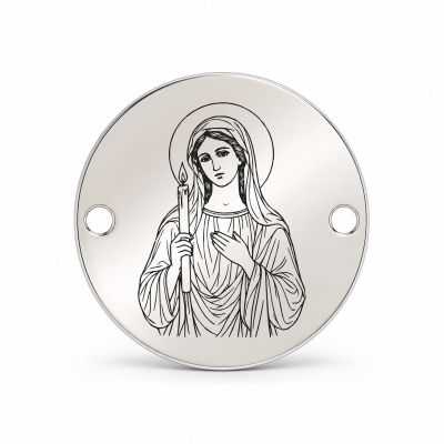 Bănuț argint 925 gravat Sfânta Muceniță Haritina, Ø 16,5 mm, cu două găuri — R0964