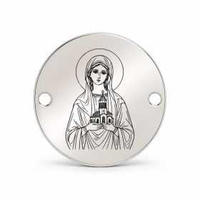 Bănuț argint 925 gravat Sfânta Muceniță Larisa, Ø 16,5 mm, cu două găuri — R0966