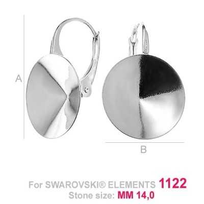 G1227-Leverback Swarovski Rivoli platou 14mm
