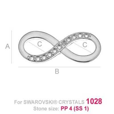 G1232-Charm link infinit din argint 19.5x7.9mm cu loc pentru cristale 1028