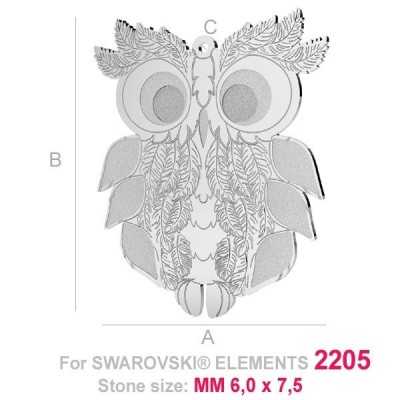 G1491-Baza pandant bufnita pentru Swarovski 2205 de 7.5mm