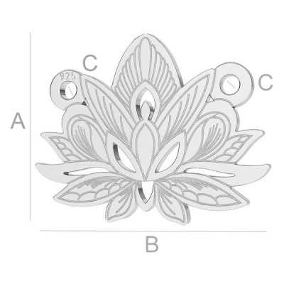 G1510-Link argint flore de lotus 14.40x15.80MM - 1 Buc