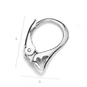 G0119-Leverback tortita cercei din argint cu inimioara 16mm 1 buc