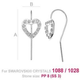G1547-Tortita cercei din argint inimioara cu loc pentru 11 cristale swarovski PP10 - 1buc