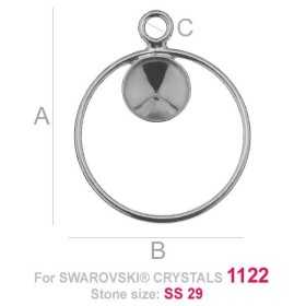 G1558-Baza pandant cu bordura ver 3 rivoli 6mm UP