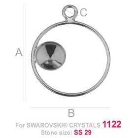 G1559-Baza pandant cu bordura ver 3 rivoli 6mm LEFT