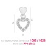 G1658- Pandantiv inimioara cu agatatoare si loc pentru 11 cristale swarovski PP9 - 1buc