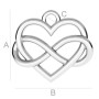 G1659- Charm inimioara cu simbol infinit Argint 925-14.50MM -1buc