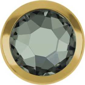 2432-Swarovski Elements 2078/H Black Diamond S-Foiled Hotfix SS34 7mm GR Gold Ring