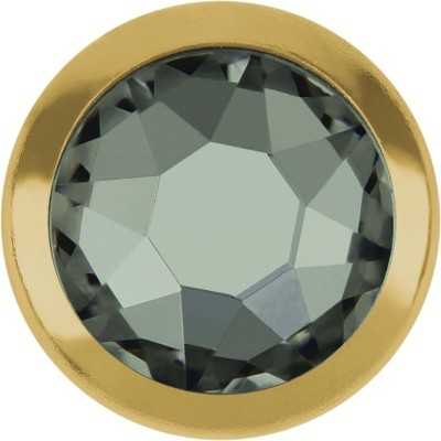 2432-Swarovski Elements 2078/H Black Diamond S-Foiled Hotfix SS34 7mm GR Gold Ring