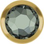 2432-Swarovski Elements 2078/H Black Diamond S-Foiled Hotfix SS34 7mm GR Gold Ring