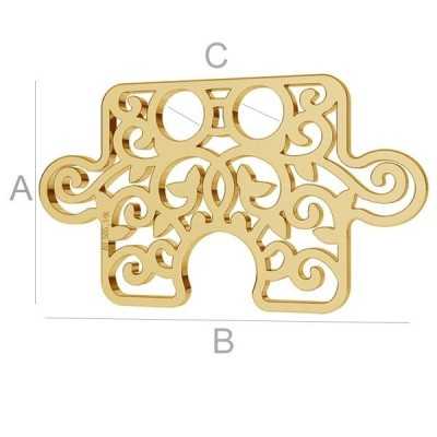 AU003-Piesa puzzle din aur 585 14k 11x19mm grosime 0.3mm