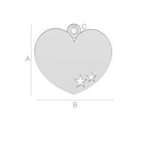 G1787-Charm inimioara argint 14x15.50mm cu stelute 1 buc