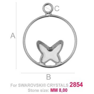 G1794-Baza pandantiv pentru Swarovski Butterfly 2854 8MM-1 buc