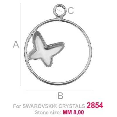 G1794-Baza pandantiv pentru Swarovski Butterfly 2854 8MM-1 buc