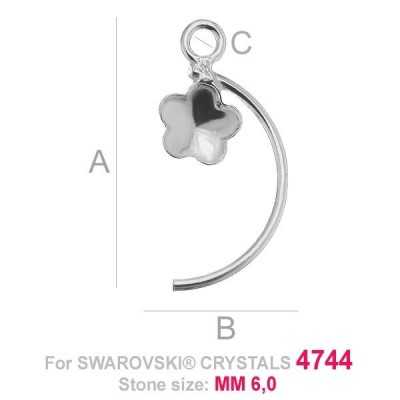 G1817-Baza pandant pentru Swarovski 4744 Flower 10MM-UP