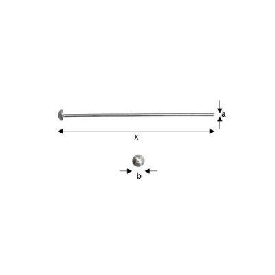 G0086-Ac din argint 925 cu cap rotunjit de 3mm, lungime 40mm, grosime 0.8mm