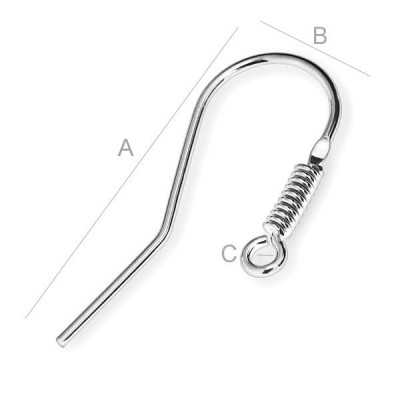 Tortiță cercei argint 925 cu arc, 25 × 12 mm, 1 buc G0003