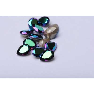 P3436-Swarovski Elements 4320 Scarabaeus Green Foiled 14x10mm 1 buc