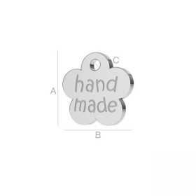 G0868-Charm floare inscriptionata "hand made" 8x8mm-1buc