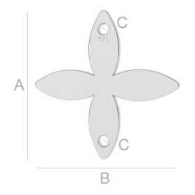 G0227-Link Floare argint 925 15.90mm-1buc