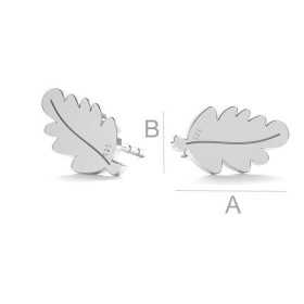 G0340-PERECHE de tije cercei argint 925 Frunze 10x5.50MM G0340-Tije cercei argint 925 Frunze 10x5.50MM-PERECHE