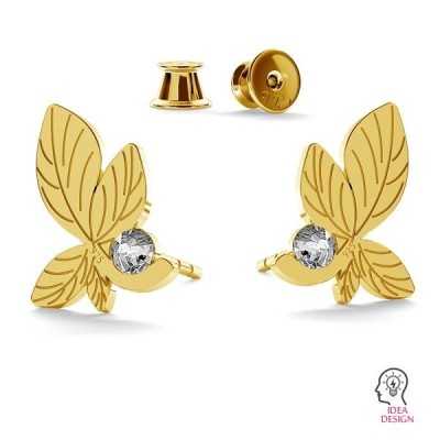 G0382-Tije cercei argint 925 Frunze cu loc pentru Swarovski 2058 SS7 11.40x8.50MM-PERECHE