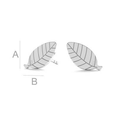 Cercei tijă frunză argint 925, 10 × 5 mm, pereche G0454