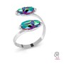 G1923-Baza inel dublu reglabil Argint 925 pentru Swarovski Scarab Bead 5828 12MM-1buc