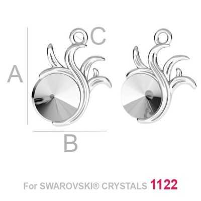 G1940-Baza pandant Flacara argint 925 pentru Swarovski Rivoli 1122 8MM-1buc