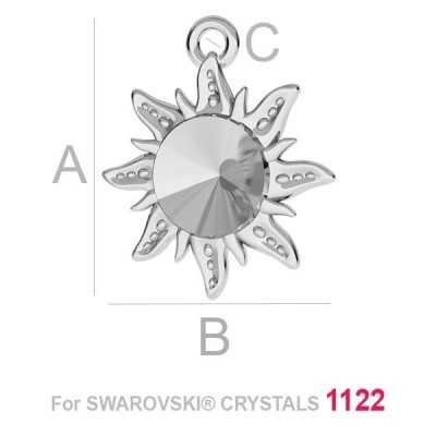 G1941-Baza pandant Soare argint 925 pentru Swarovski Rivoli 1122 6MM-1buc