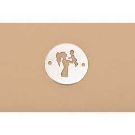 E0132-N-Link rotund din argint 925 diametru 16.5mm decupat model cu mama si copilul 1 buc LASER-CUT-003-Link rotund din argint 925 diametru 16.5mm decupat model cu mama si copilul 1 buc