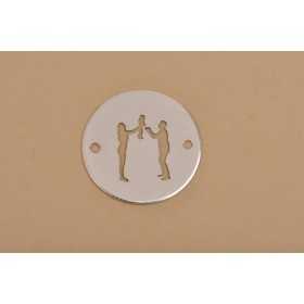 Editaţi: LASER-CUT-004-Link rotund din argint 925 diametru 16.5mm decupat model parinti cu copil in brate 1 buc