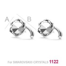 G1953-Tija floare argint 925 pentru Swarovski 1122 Rivoli 6MM
