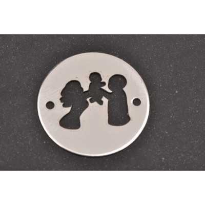 NG-Link rotund din argint 925 diametru 16.5mm decupat parinti cu copil